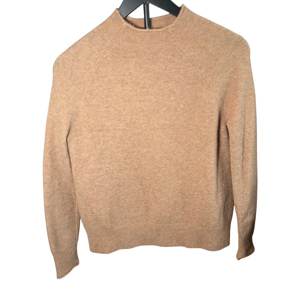 J Crew womens camel mock neck sweater. Size XS. merino wool alpaca blend. career